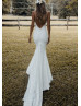 Spaghetti Straps Ivory Lace Open Back Classic Wedding Dress